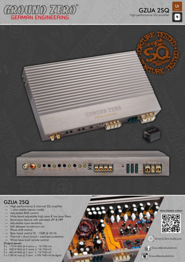 Ground Zero GZUA 2SQ 1180W 2 Channel Amplifier