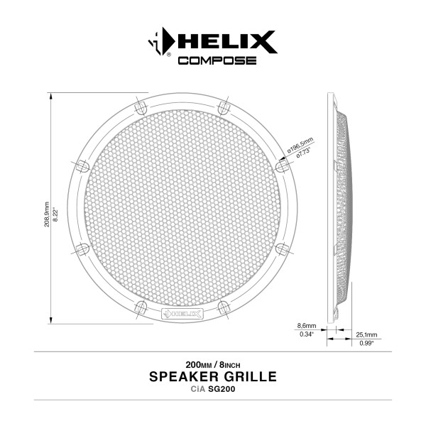 HELIX Compose CiA SG200 8" Speaker Grilles (Pair) - Image 2